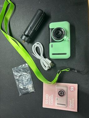 Mint Green S9 HD Digital Camera with Strap & Accessories